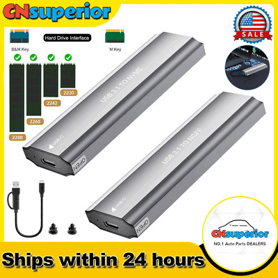 M2 SSD Case NGFF or NVMe Enclosure M.2 to USB Type C 3.2 SATA Hard Drive Adapter