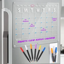 Acrylic Magnetic Dry Erase Board Calendar for Fridge, 16.5"X12" Inch Clear Dry E