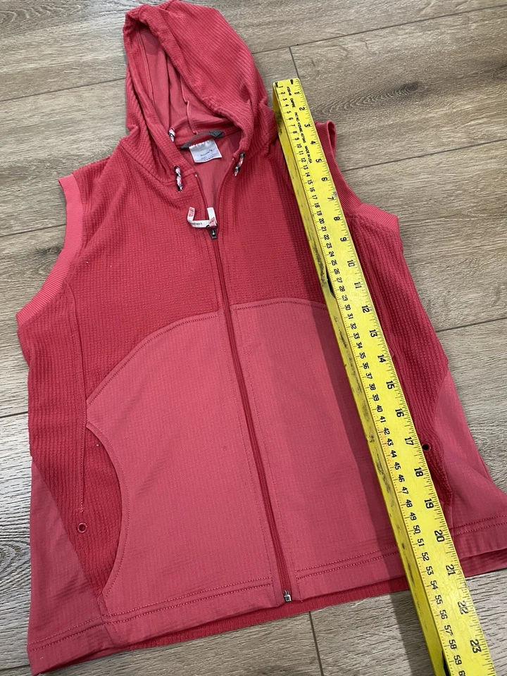 Chaleco con capucha Moving Comfort pequeño cremallera completa para mujer correr yoga Foto 4 de 4