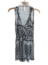 Loveappella Low Wrap V Bathsuit Cover up Short Dress Sz S Black/White