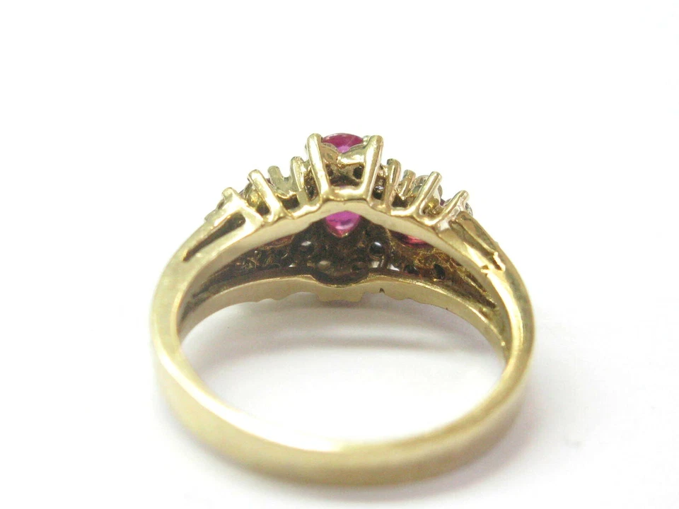 Ruby & Diamond Three Stone Ring 14Kt Yellow Gold 1.17Ct + .51Ct SIZEABLE - Image 4 of 4