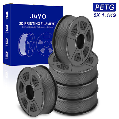 JAYO 1.75mm 5KG PETG Gray 3D Printer Filament High Toughness 1.1KG Neatly Wound