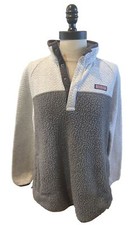Vineyard Vines Quilted Harbor Fleece Popover Marshmallow Mixed Media Size L
