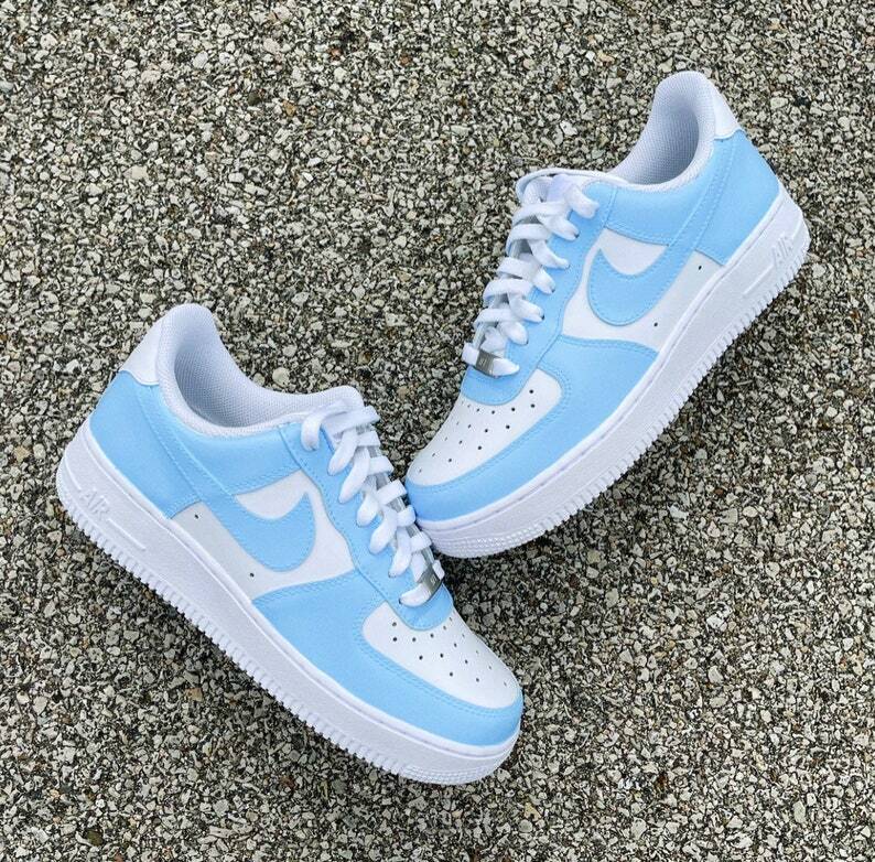 Nike Air Force 1 Custom Low Two Two Baby Blue White Shoes UNC Mens Womens Kids