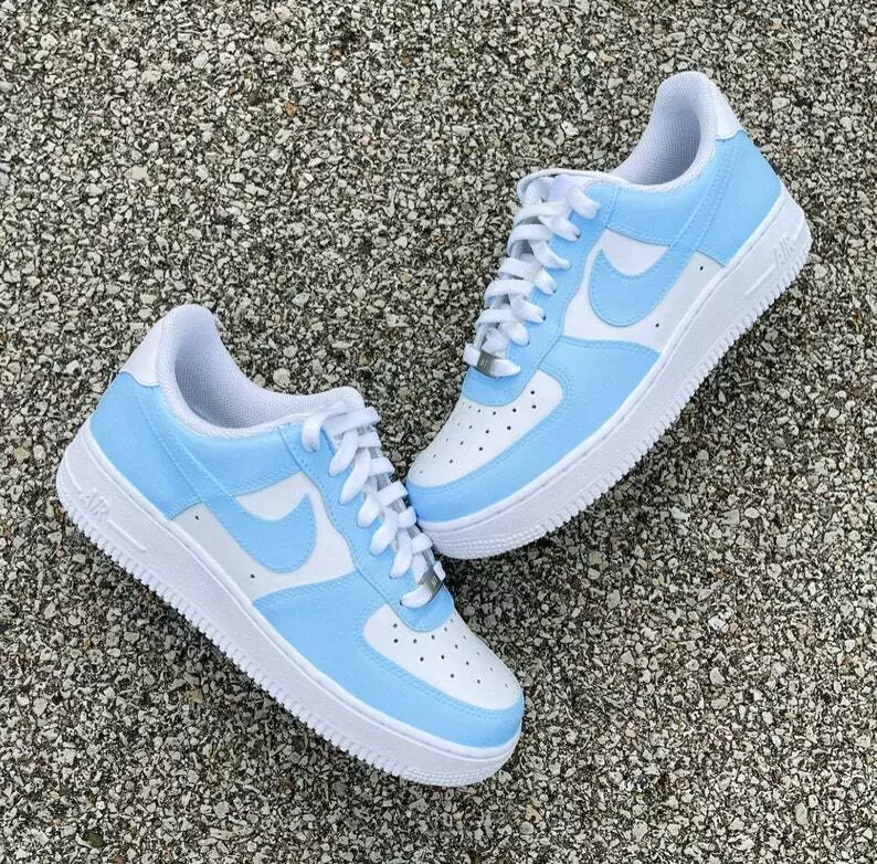 🏀 Nike Air Force 1 Custom Low Two Two Baby Blue White Shoes Men