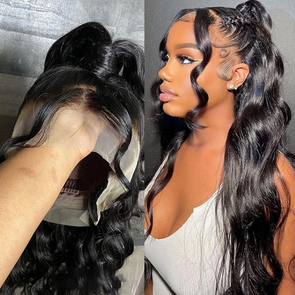 Body Wave Human Hair Wigs Brazilian Hair Pre Plucked Wet and Wavy Lace Front  Wig