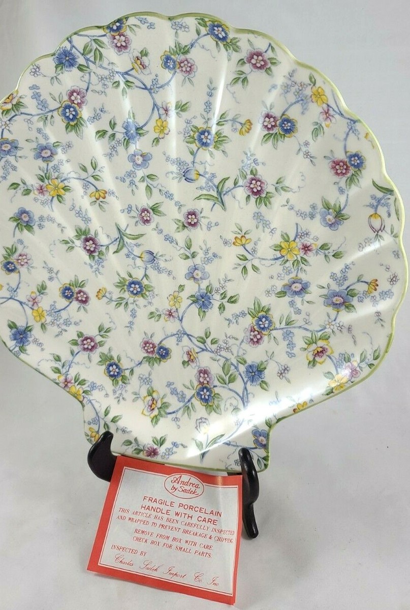 Corona Andrea Sadek Floral Sea Shell Porcelain Plate 12 1/2