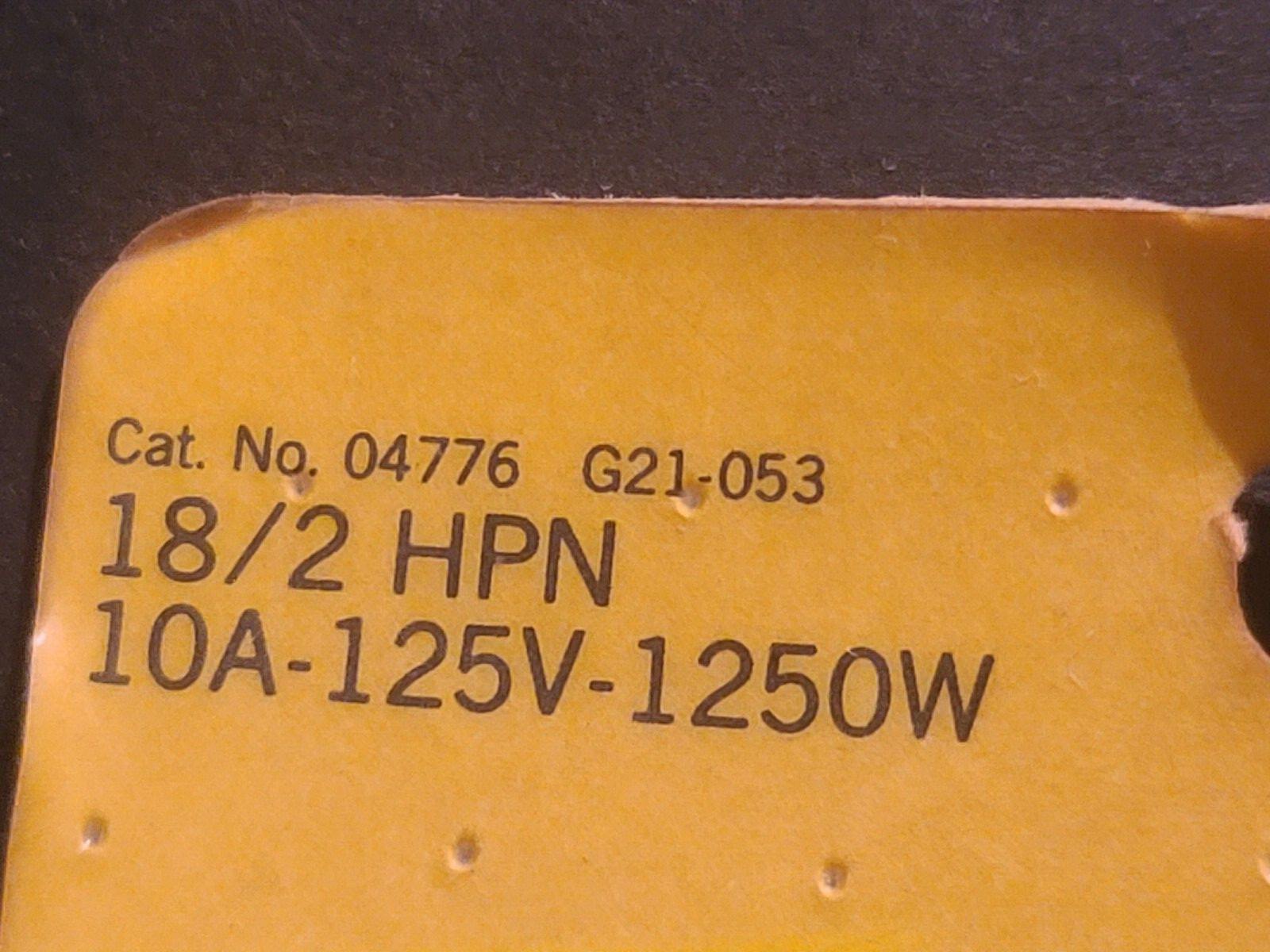 NEW Vintage Carol Cable Co Cat No. 04776 18/2 HPN 10A-125V-1250W  3 Foot Long
