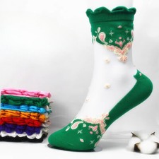 2 Paires Femme Fin Court Chaussettes Invisible Coton Bas mi-Mollet Souple