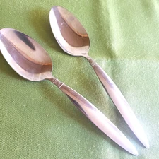 Farberware Stainless 2 Teaspoons Diner Pattern Glossy Pointed Tip Lined Heel