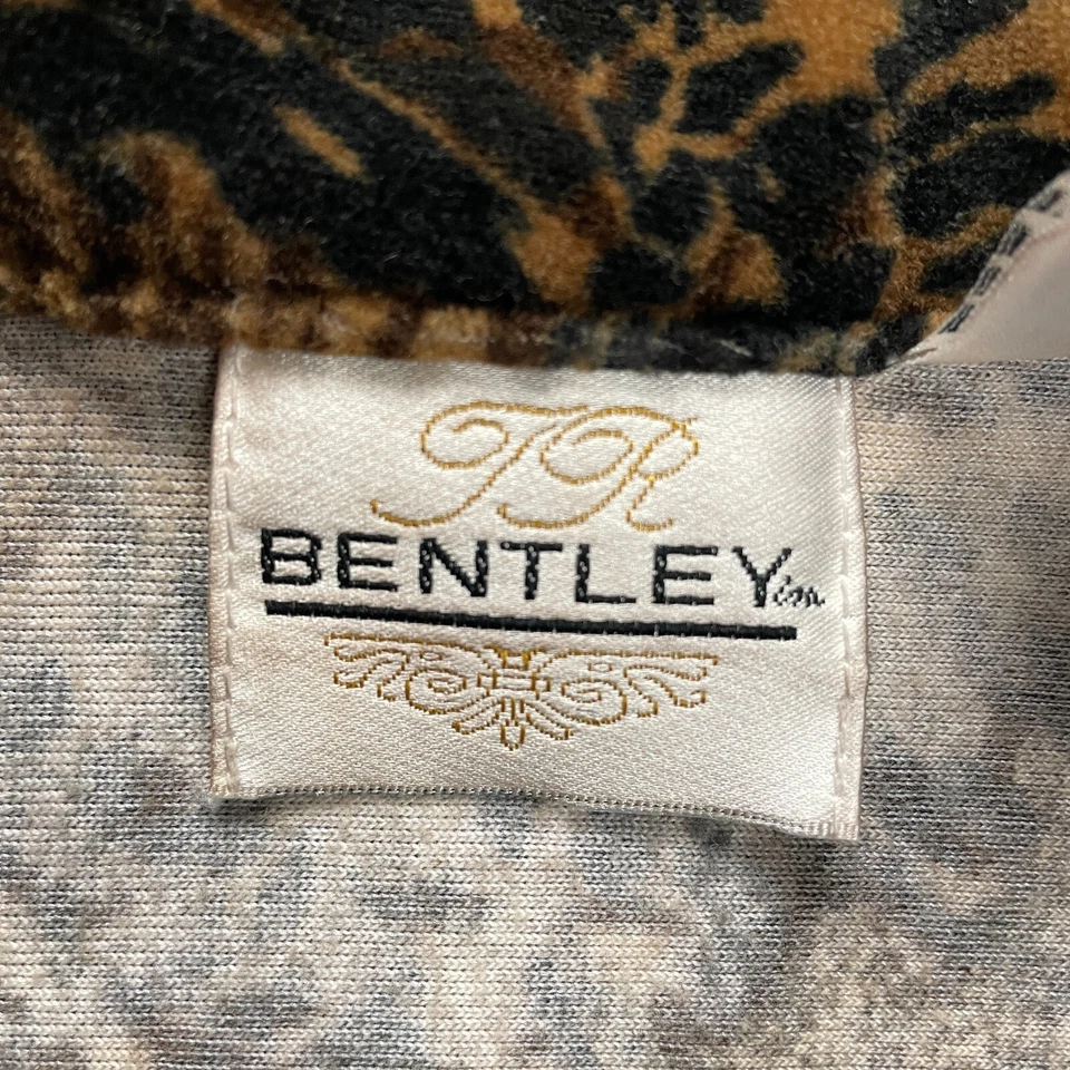 Camisa Bentley Abotonada Chaqueta Chaqueta Mujer Mediana Negra Marrón Estampado Animal Foto 3 de 4