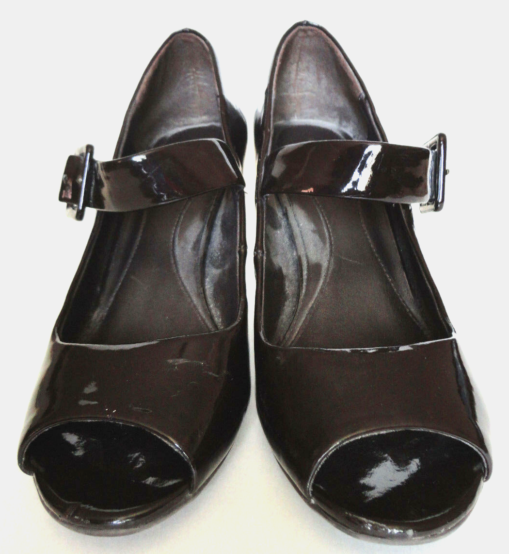 REACTION Cole {Women Size US 9M} Black Open Toe Medium Kitten