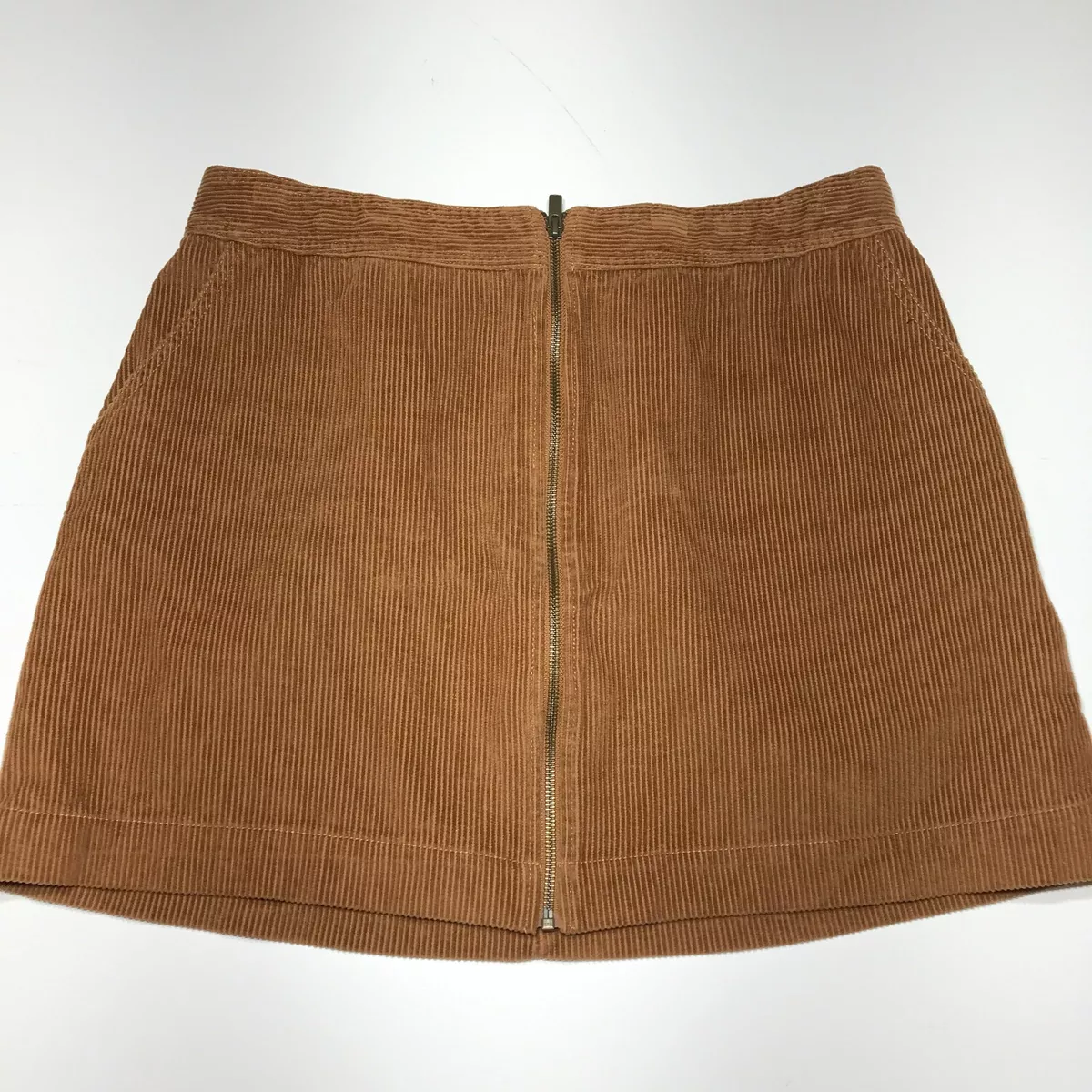 Gap Mini Skirt Womens Size 10 Brown Corduroy Full Zip Front Slant