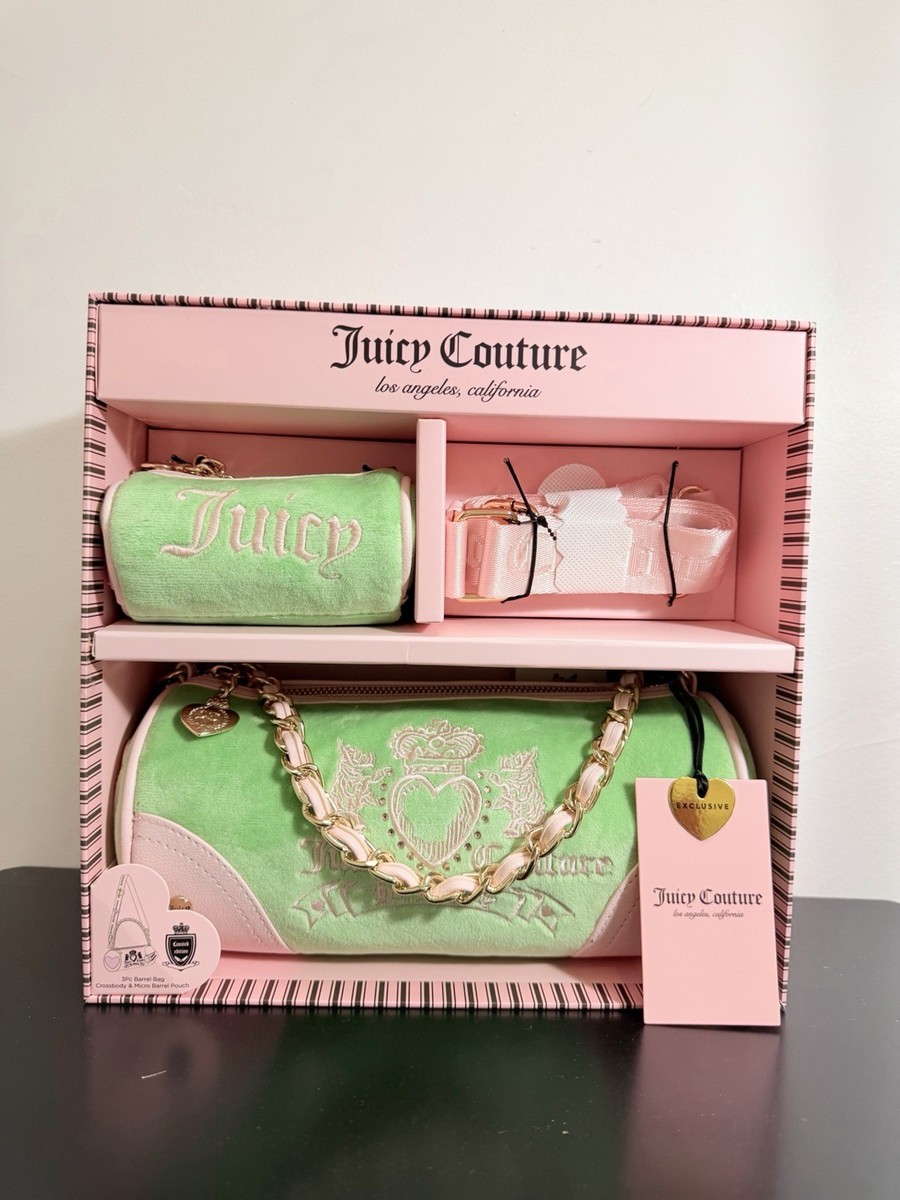 NWT Juicy Couture Heritage Barrel Shoulder Bag Set in Retro Green