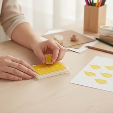 Vibrant Yellow Washable Finger Stamp Ink Pad for Safe Kids Fun Creativity