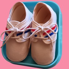 Vintage Canvas Baby Infant Shoes Size 2 Sneakers Stripes NIB 1980's Cradle Kicks