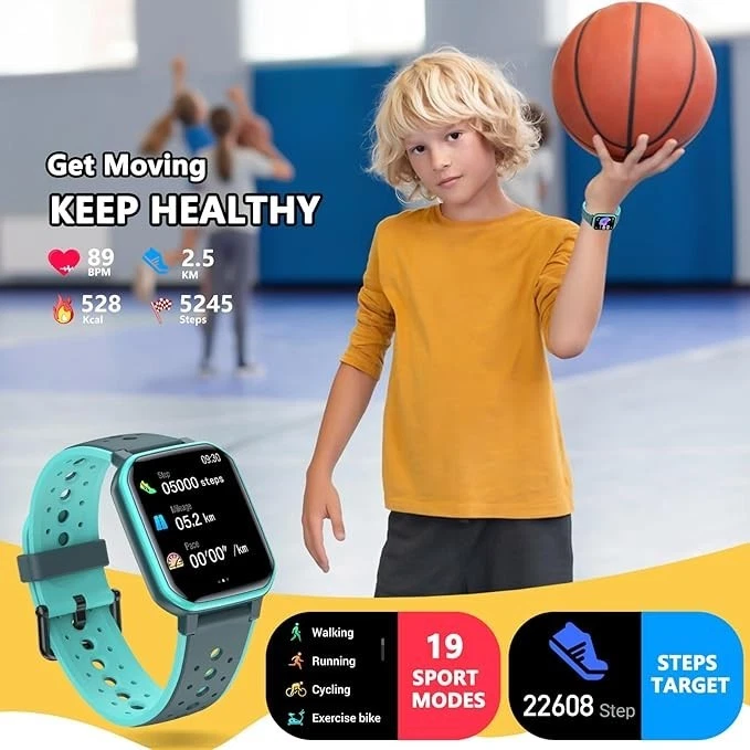 Smartwatch Kinder mit Telefonfunktion GPS Tracker Armbanduhr Kinder Grün - Bild 4 von 4
