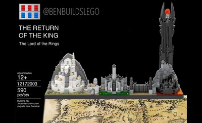 Lego inspiriert: Herr der Ringe Mittelerde Skyline Back Drop Diorama 590 Teile