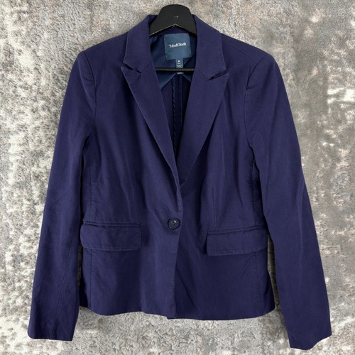 Modbcloth Size M Minimalist Career Notched Blazer Jacket Navy Stretch Lined