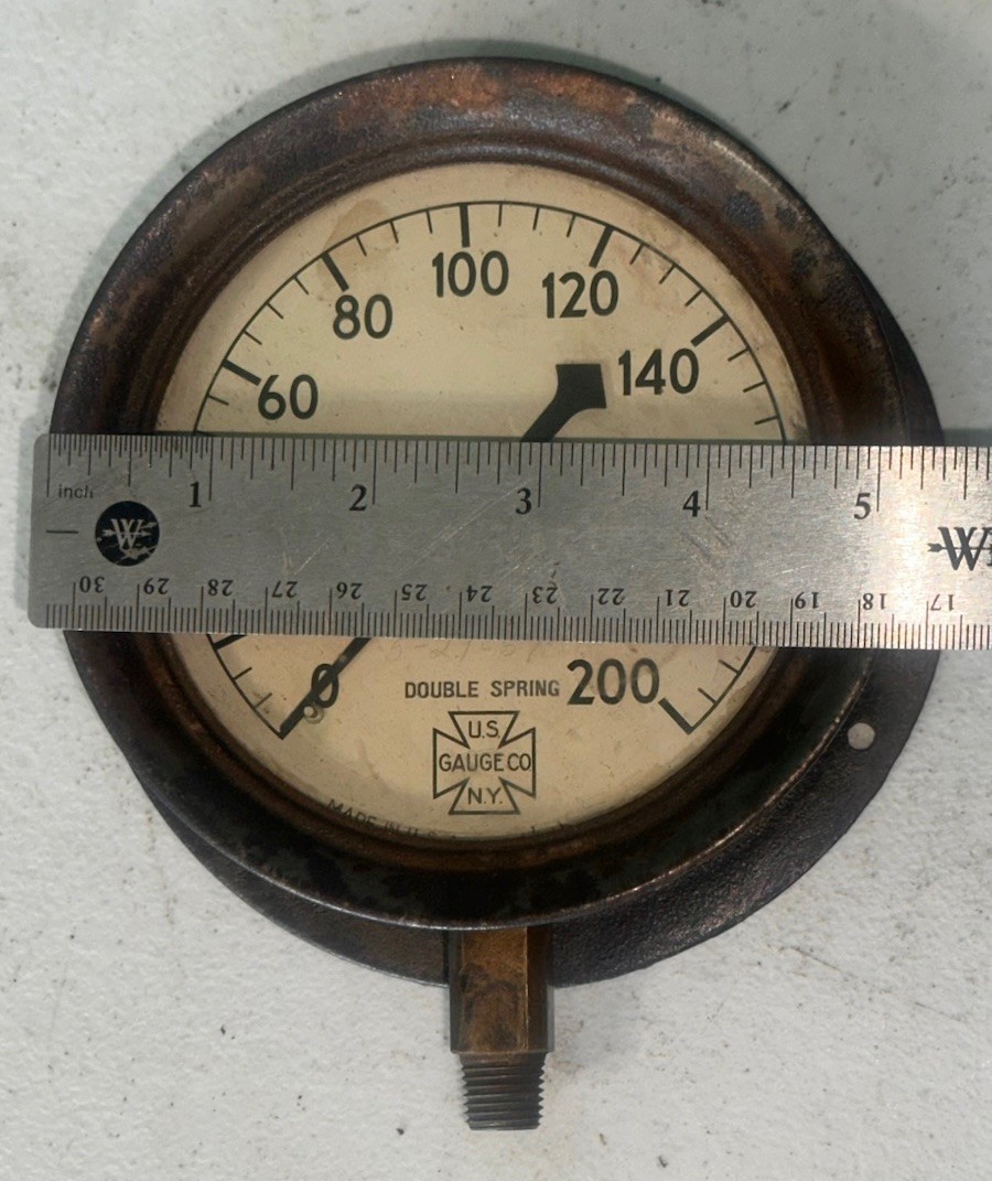 US GAUGE CO 100 PSI Steam Pressure Gauge 4 1/2AD-697 Steam Hit Miss Engine 5" D