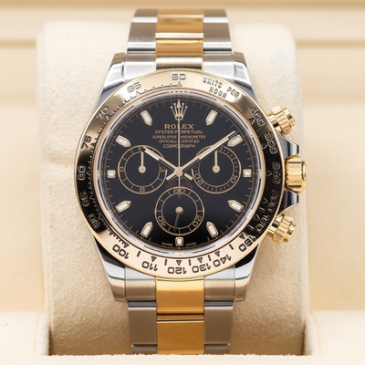 #ad Rolex Daytona Chronograph Two Tone 18k gold and steel black dial 2021 full set $22750.00