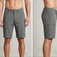 Eddie Bauer Rainier Nylon Stretch Hiking Cargo Shorts Gray Smoke Men's 32 Tech