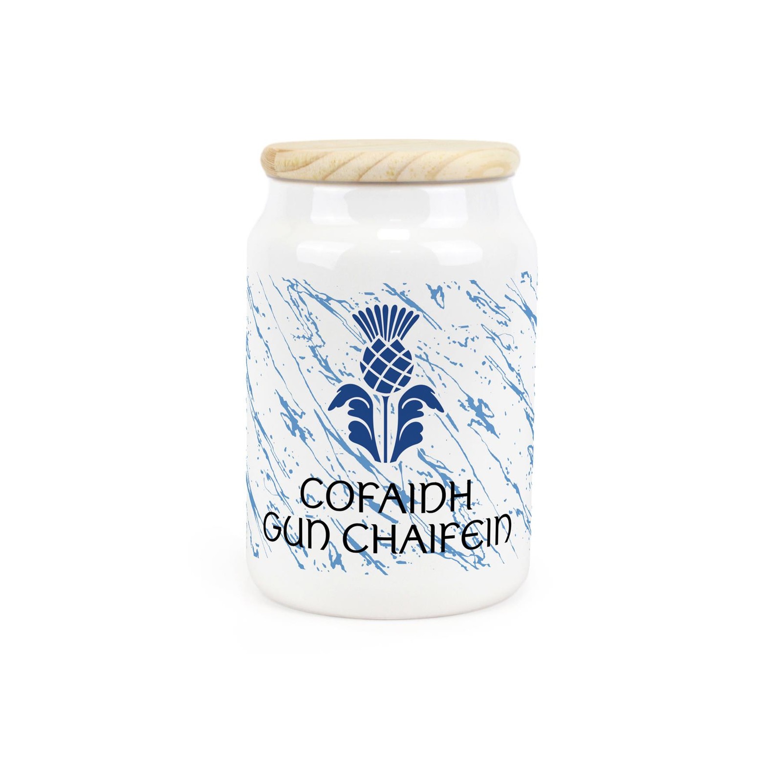 Scottish Thistle Decaf Gaelic Canister - Scotland Gifts - Ceramic Storage Jar
