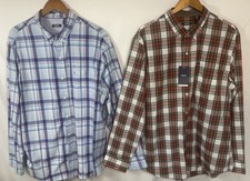 IZOD Men's XL Lot of 2 Red Blue Plaid Dress Shirts Red NWT and Blue Preowned