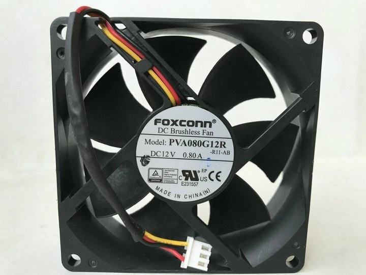 1PCS FOXCONN PVA080G12R -R11-AB 12V 0.80A 8025 80mm large air volume fan 3pin# - Image 2 of 4