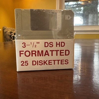 25 Diskettes 3 1/2 DS HD Formatted Floppy Disk New Sealed