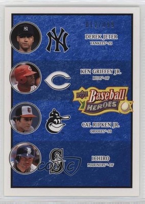 2008 Baseball Heroes Navy Blue Derek Jeter Ichiro Ken Griffey Jr Cal Ripken k4s