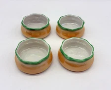 Lot of 4 vintage Noritake Lusterware Open Salt Cellars Orange Green Ruffled Tops