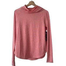 Swiss Alps Women's Activewear Hoodie Thumb Holes Pink Pullover S UPF 40