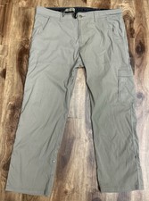 See Desc Prana Stretch Zion Pants II Men's 38x30 Relaxed Fit Gray Belted Hike