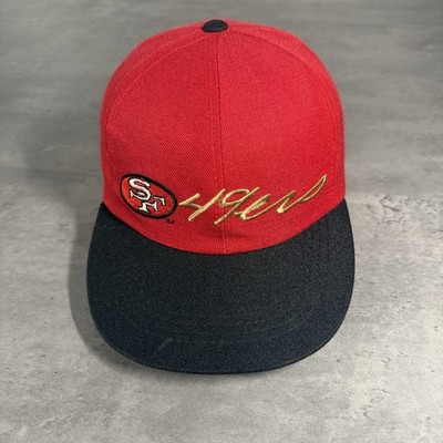 Vintage 90s San Francisco 49ers Hat Red Black Gold Drew Pearson Script Spellout