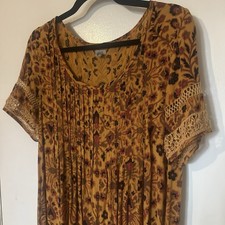 Urban Outfitters Ecote Women’s Yellow Floral Mini Dress Crochet Sleeve Boho M