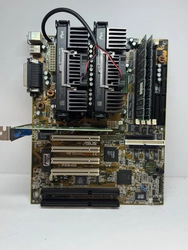Vintage Asus P2B-DS Motherboard 2 Intel P-II SL2U3@350MHz 512mb ECC PC100 Tested