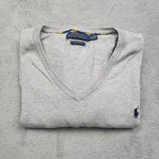 Polo Ralph Lauren Men s XL Gray V-Neck Sweater 100 Pima Cotton Long Sleeve