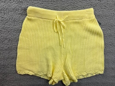 Wild Fable Shorts Womens XS Yellow Sweater Pull On Breathable Scalloped Hem