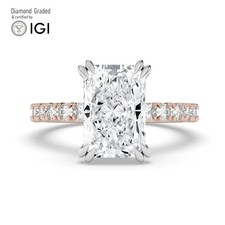 Radiant Diamond Engagement Ring 14k Rose Gold Labgrown 5.50 Ct Solitaire