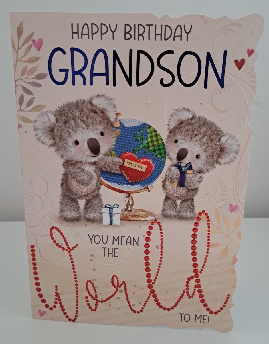 Grandson Birthday Card. You Mean The World To Me. 19x13cm