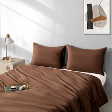 Standard Size Zipper Pillow Cases Set of 2,Coffee,20X26 Inches  Soft Comfortabl