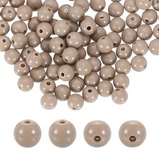 200pcs Light Beige Acrylic Round Beads 8mm Plastic Resin Loose Bead