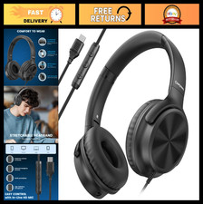 Wired USB C Headphones with Microphone, Volume Control, HD Stereo Sound, Foldabl