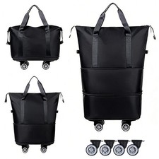 Grocery Bag on Wheels Shopping Bag with Detachable Swivel Wheels Travel Tote Bag