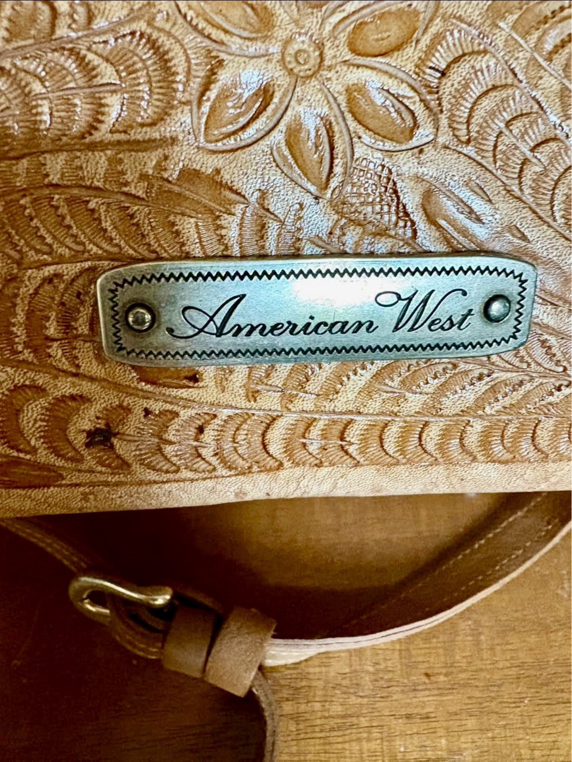 AMERICAN WEST Hand Tooled Doctor’s Handbag w/ Silver Magnetic Buckles image 2
