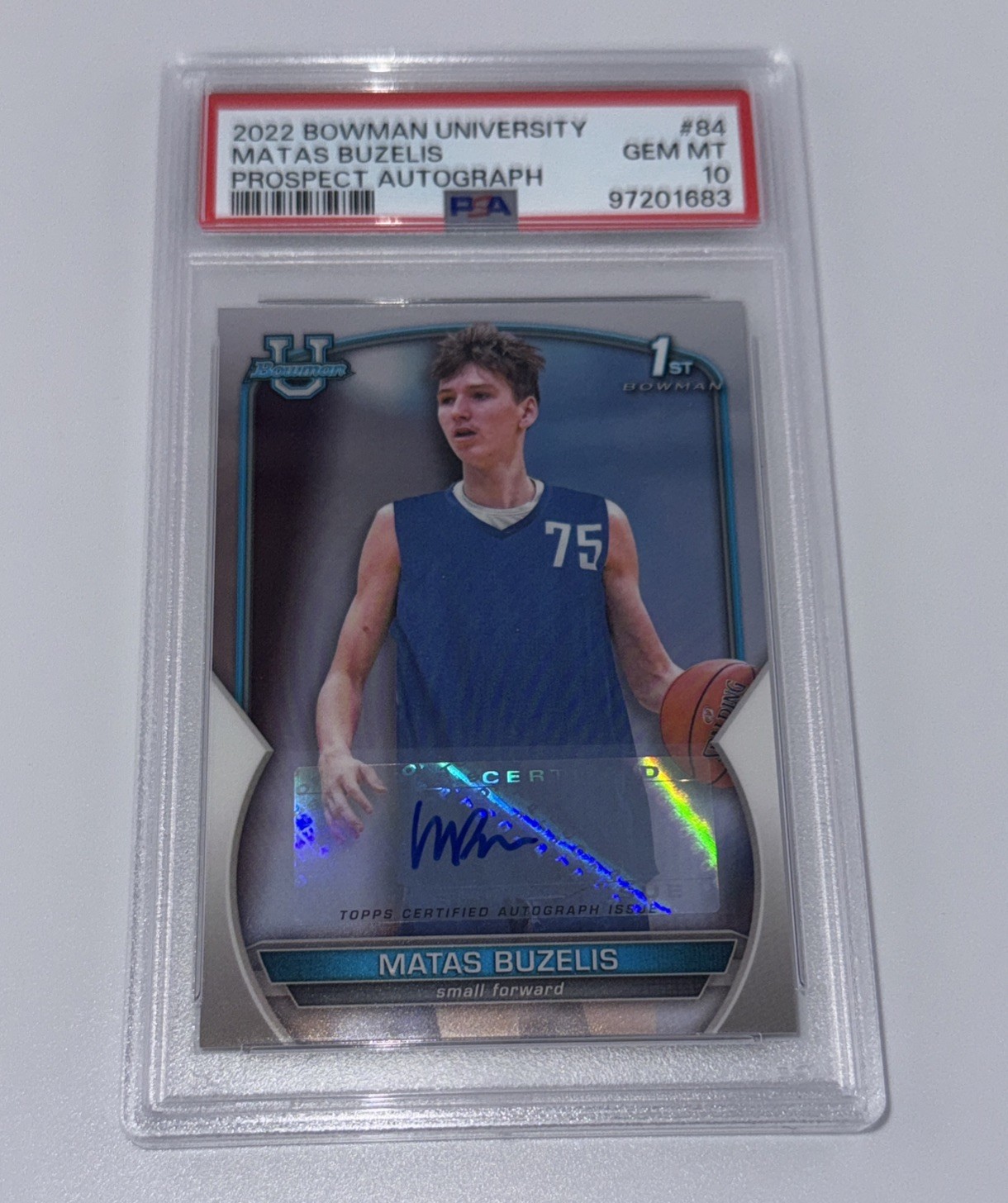 2022 Bowman University Matas Buzelis Prospects 1st Auto PSA 10 Gem