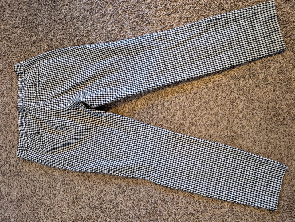 Pantalón al tobillo Banana Republic Sloan para mujer 6 negro blanco pata de gallo elástico carrera Foto 2 de 4