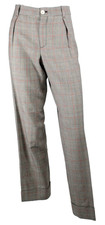 GUCCI Gray & Red Plaid Wool Tweed Pleated Front Tapered Leg Pants 46