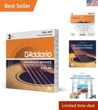 D Addario EJ15-3D Phosphor Bronze Acoustic Guitar Strings - Extra Light 10-47